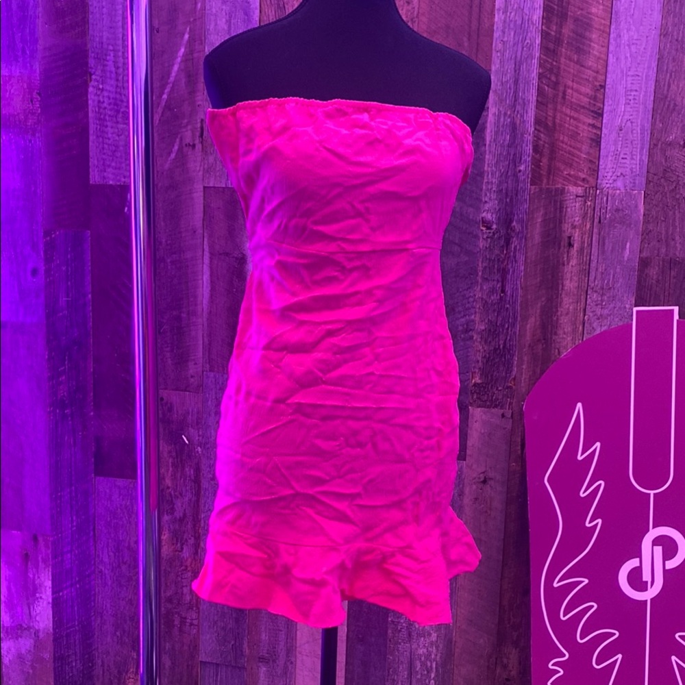 SHEIN Pink Strapless Knee-Length Cocktail Dress